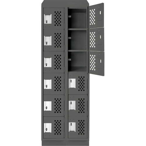 Assembled Lockerettes Clean Line Perforated Economy Lockers, 6 -tier, Bank of 2, 18" x 72" x 12", Steel OCP Construction Supplies