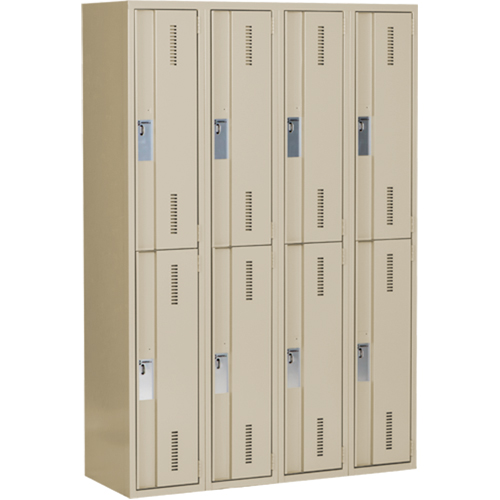 Concorde Heavy-Duty Lockers, 2 -tier, Bank of 4, 48" x 18" x 72", Steel, Beige, Welded (Assembled) OCP Construction Supplies