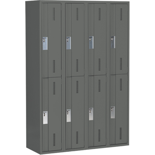 Concorde Heavy-Duty Lockers, 2 -tier, Bank of 4, 48" x 18" x 72", Steel, Charcoal, Welded (Assembled) OCP Construction Supplies