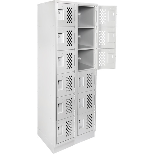 Assembled Lockerettes Clean Line Perforated Economy Lockers, 6 -tier, Bank of 2, 18" x 72" x 12", Steel OCP Construction Supplies