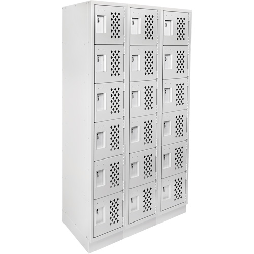 Clean-Line Perforated Lockerette, 6 -tier, Bank of 3, 12" x 72" x 12", Steel OCP Construction Supplies