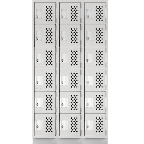 Clean-Line Perforated Lockerette, 6 -tier, Bank of 3, 12" x 72" x 12", Steel OCP Construction Supplies