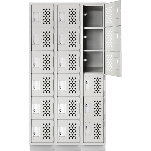 Clean-Line Perforated Lockerette, 6 -tier, Bank of 3, 12" x 72" x 12", Steel OCP Construction Supplies