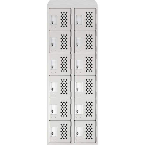 Assembled Lockerettes Clean Line Perforated Economy Lockers, 6 -tier, Bank of 2, 18" x 72" x 12", Steel OCP Construction Supplies