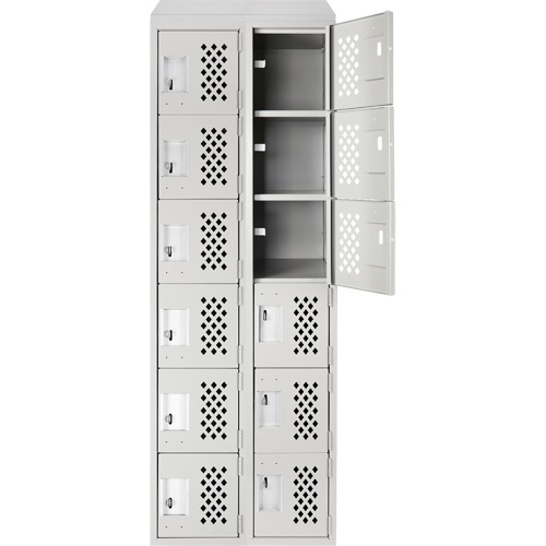 Assembled Lockerettes Clean Line Perforated Economy Lockers, 6 -tier, Bank of 2, 18" x 72" x 12", Steel OCP Construction Supplies