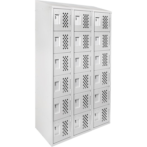 Assembled Lockerettes Clean Line Perforated Economy Lockers, 6 -tier, Bank of 3, 18" x 72" x 12", Steel OCP Construction Supplies