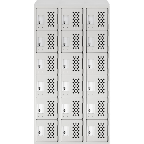 Assembled Lockerettes Clean Line Perforated Economy Lockers, 6 -tier, Bank of 3, 18" x 72" x 12", Steel OCP Construction Supplies
