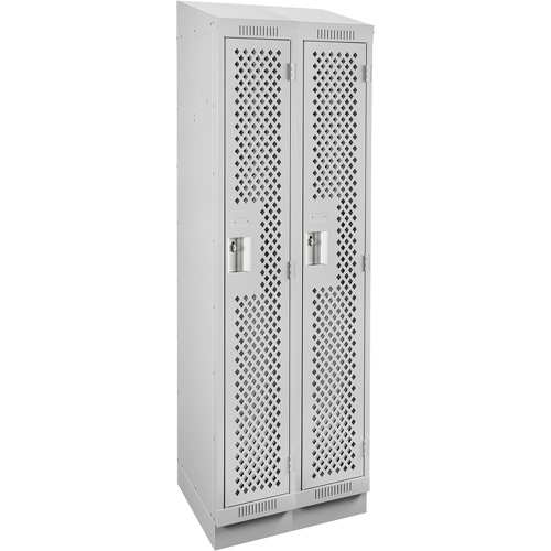Clean Line Lockers, Bank of 2, 24" x 12" x 82", Steel, Grey, Rivet (Assembled), Perforated OCP Construction Supplies