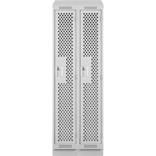 Clean Line Lockers, Bank of 2, 24" x 12" x 82", Steel, Grey, Rivet (Assembled), Perforated OCP Construction Supplies