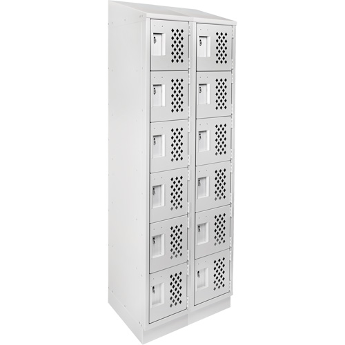 Assembled Lockerettes Clean Line Perforated Economy Lockers, 6 -tier, Bank of 2, 18" x 72" x 12", Steel OCP Construction Supplies