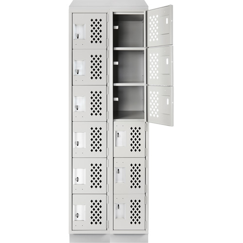 Assembled Lockerettes Clean Line Perforated Economy Lockers, 6 -tier, Bank of 2, 18" x 72" x 12", Steel OCP Construction Supplies