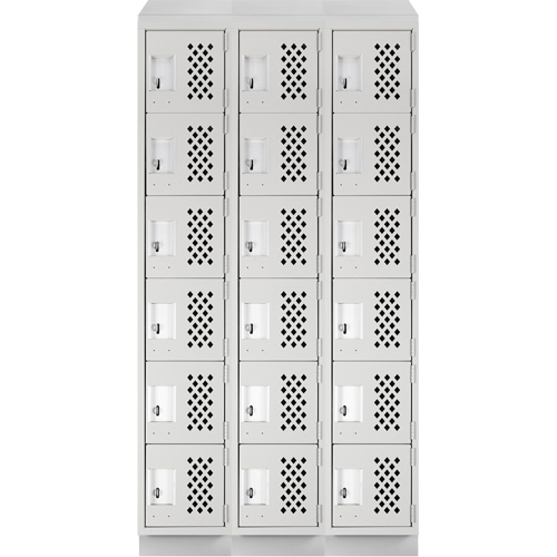 Assembled Lockerettes Clean Line Perforated Economy Lockers, 6 -tier, Bank of 3, 18" x 72" x 12", Steel OCP Construction Supplies