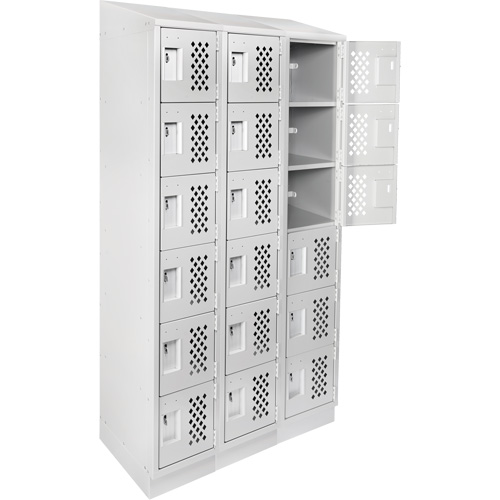 Assembled Lockerettes Clean Line Perforated Economy Lockers, 6 -tier, Bank of 3, 18" x 72" x 12", Steel OCP Construction Supplies