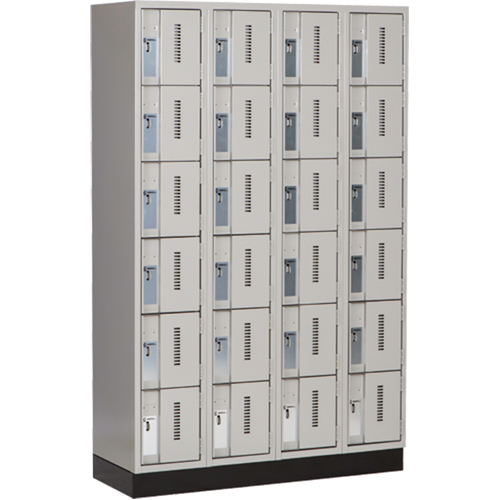 Concorde Heavy-Duty Lockers, 6 -tier, Bank of 4, 48" x 18" x 76", Steel, Grey, Welded (Assembled) OCP Construction Supplies