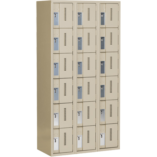 Casiers robustes Concorde, 6 niveaux, Bloc de 3, 36" x 18" x 72", Acier, Beige, Soud&eacute; (assembl&eacute;) OCP Construction Supplies