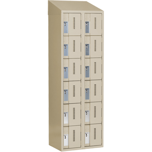 Concorde Heavy-Duty Lockers, 6 -tier, Bank of 2, 24" x 18" x 78", Steel, Beige, Welded (Assembled) OCP Construction Supplies