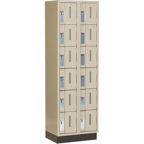 Concorde Heavy-Duty Lockers, 6 -tier, Bank of 2, 24" x 18" x 76", Steel, Beige, Welded (Assembled) OCP Construction Supplies