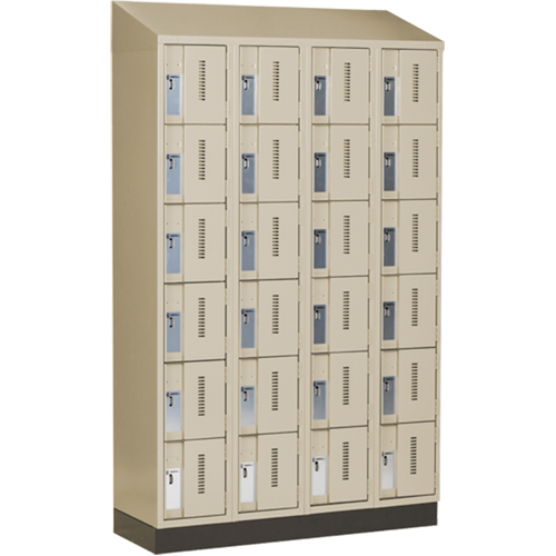 Concorde Heavy-Duty Lockers, 6 -tier, Bank of 4, 48" x 18" x 82", Steel, Beige, Welded (Assembled) OCP Construction Supplies