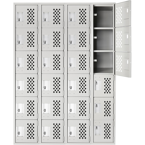 Petits casiers Clean Line, 6 niveaux, Bloc de 4, 18" x 72" x 12", Acier OCP Construction Supplies