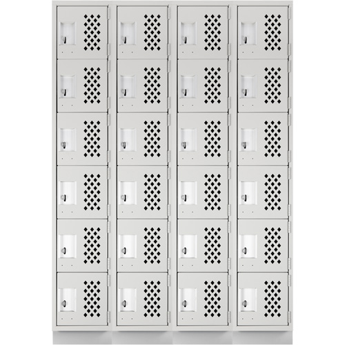 Casiers &eacute;conomiques perfor&eacute;s et assembl&eacute;s Clean Line, 6 niveaux, Bloc de 4, 18" x 72" x 12", Acier OCP Construction Supplies