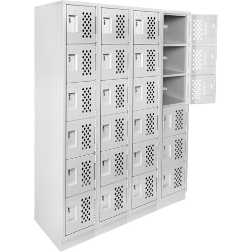 Casiers &eacute;conomiques perfor&eacute;s et assembl&eacute;s Clean Line, 6 niveaux, Bloc de 4, 18" x 72" x 12", Acier OCP Construction Supplies