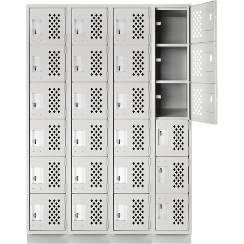 Casiers &eacute;conomiques perfor&eacute;s et assembl&eacute;s Clean Line, 6 niveaux, Bloc de 4, 18" x 72" x 12", Acier OCP Construction Supplies