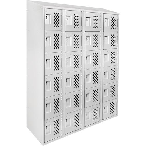 Casiers &eacute;conomiques perfor&eacute;s et assembl&eacute;s Clean Line, 6 niveaux, Bloc de 4, 18" x 72" x 12", Acier OCP Construction Supplies