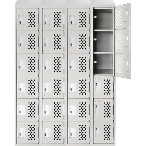 Casiers &eacute;conomiques perfor&eacute;s et assembl&eacute;s Clean Line, 6 niveaux, Bloc de 4, 18" x 72" x 12", Acier OCP Construction Supplies