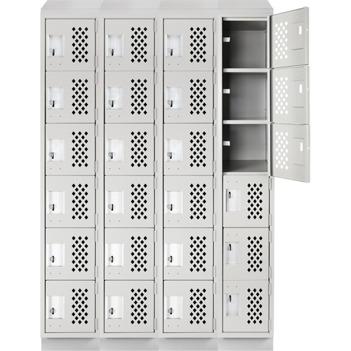 Casiers &eacute;conomiques perfor&eacute;s et assembl&eacute;s Clean Line, 6 niveaux, Bloc de 4, 18" x 72" x 12", Acier OCP Construction Supplies
