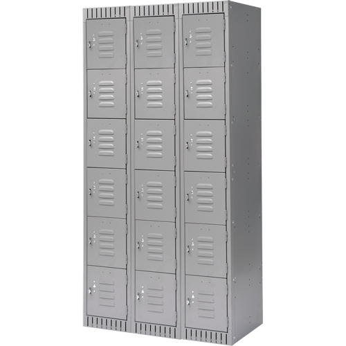Casiers, 6 niveaux, Bloc de 3, 36" x 18" x 72", Acier, Gris, D&eacute;mont&eacute; OCP Construction Supplies