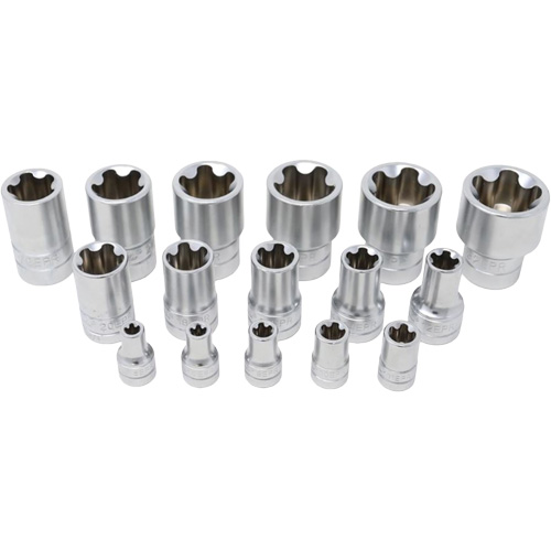 5-Point EPR Torx Socket Set, 16 Pieces, 1/2"/1/4"/3/8" Drive Size OCP Construction Supplies