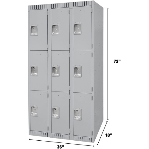 Casiers, 3 niveaux, Bloc de 3, 36" x 18" x 72", Acier, Gris, D&eacute;mont&eacute; OCP Construction Supplies