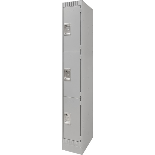 Lockers, 3 -tier, 12" x 18" x 76", Steel, Grey, Knocked Down OCP Construction Supplies