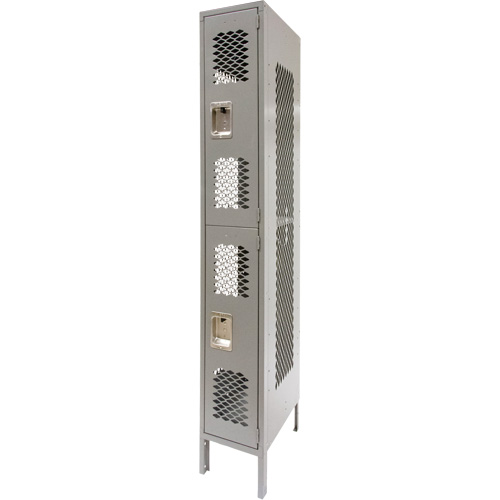 Casiers ventil&eacute;s, 2 niveaux, 12" x 18" x 78", Acier, Gris, D&eacute;mont&eacute;, Perfor&eacute; OCP Construction Supplies