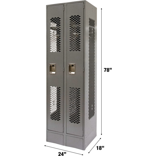 Casiers ventil&eacute;s, Bloc de 2, 24" x 18" x 78", Acier, Gris, D&eacute;mont&eacute;, Perfor&eacute; OCP Construction Supplies