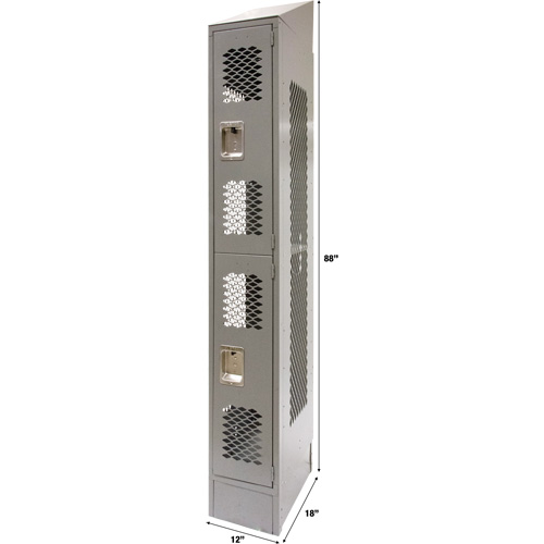 Casiers ventil&eacute;s, 2 niveaux, 12" x 18" x 88", Acier, Gris, D&eacute;mont&eacute;, Perfor&eacute; OCP Construction Supplies