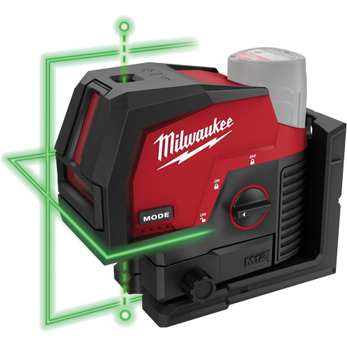 Laser vert &agrave; lignes crois&eacute;es et points d'aplomb M12 sans fil (outil seulement) OCP Construction Supplies