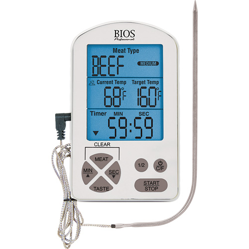Thermom&egrave;tre &agrave; viande haute de gamme et minuterie, Contact, Num&eacute;rique, -4-122°F ( -20-50°C) OCP Construction Supplies