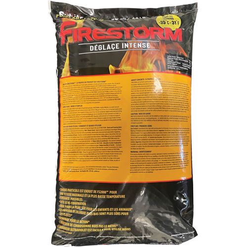 Firestorm Intense Ice Melters, Bag, 44 lbs. (20 kg), -35°C (-31°F) Melting Point OCP Construction Supplies