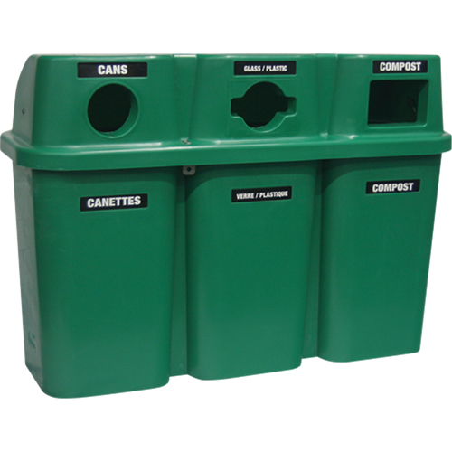Contenants de recyclage Bullseye, Bord de rue, Plastique, 3 x 22 gal. US OCP Construction Supplies