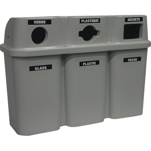 Contenants de recyclage Bullseye, Bord de rue, Plastique, 3 x 22 gal. US OCP Construction Supplies