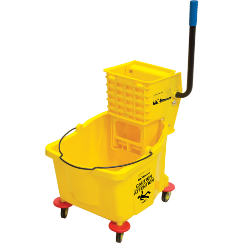 Mop Bucket and Wringer, Side Press, 9.5 US Gal.(38 Quart), Yellow OCP Construction Supplies