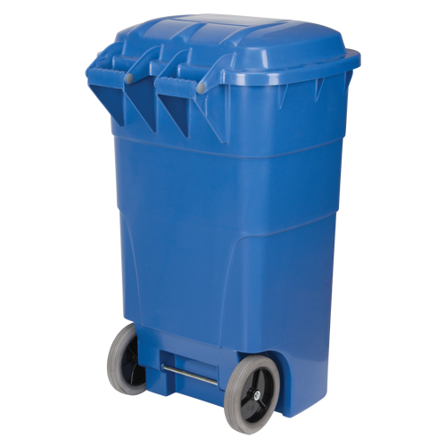 Roll Out Recycling Bin, Curbside, Polyethylene, 65 US gal. OCP Construction Supplies