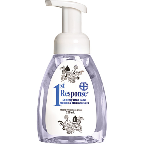 1st Response&reg; Sanitary Hand Foam, Liquid, 250 ml, Pump Bottle, Unscented OCP Construction Supplies