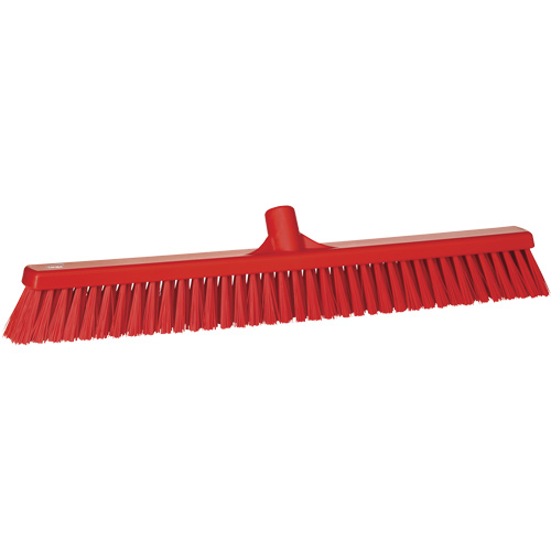 Combo Bristle Push Broom, Coarse/Fine Bristles, 24-1/2", Polyester, Red OCP Construction Supplies