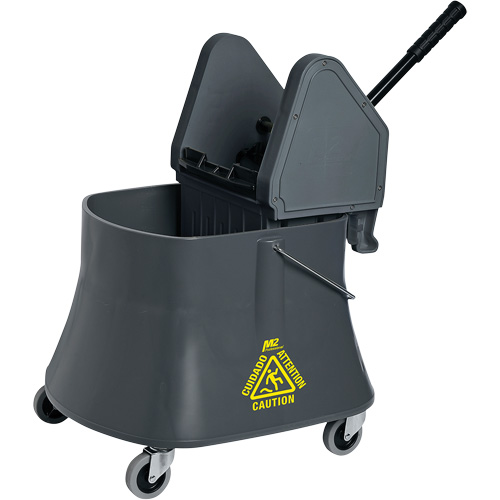 Ensemble de seau pour vadrouille et essoreuse Champ, Pression vers le bas, 10 gal. US (40 pintes), Gris OCP Construction Supplies