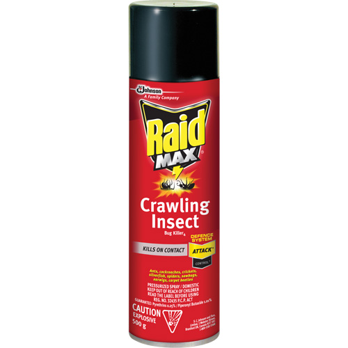 Insecticide contre les insectes rampants Raid Max, 500 g, Canette a&eacute;rosol, &agrave; base de solvant OCP Construction Supplies