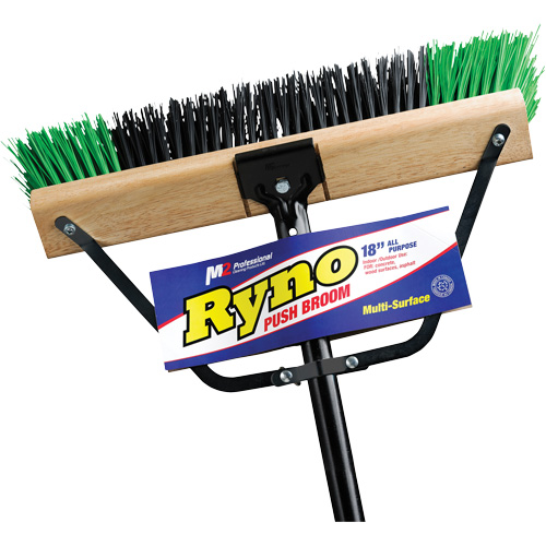 Ryno Push Broom with Braced Handle, 18", Stiff, PVC Bristles OCP Construction Supplies