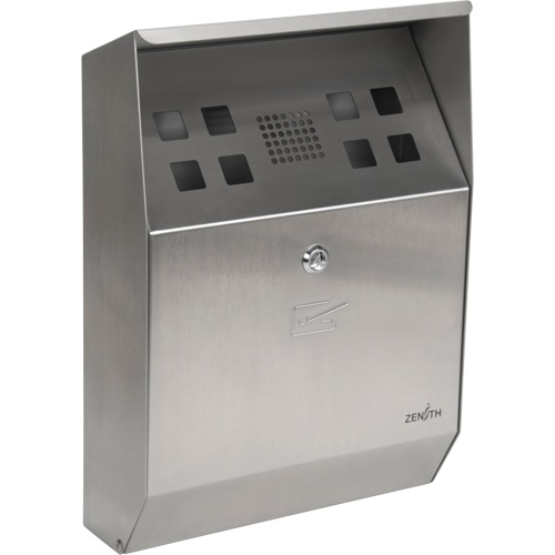 Smoking Receptacle, Wall-Mount, Stainless Steel, 1.6 Litres Capacity, 13-4/5" Height OCP Construction Supplies