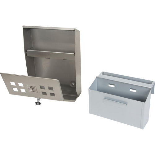 Smoking Receptacle, Wall-Mount, Stainless Steel, 1.6 Litres Capacity, 13-4/5" Height OCP Construction Supplies